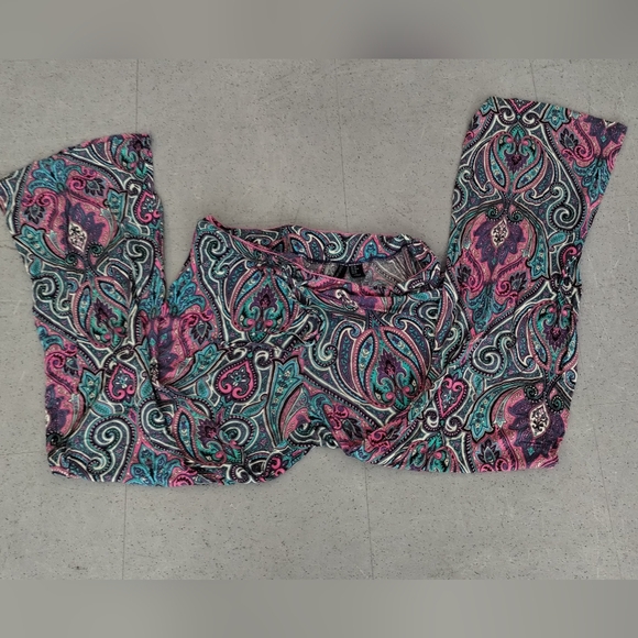 Cynthia Rowley Mid-Rise Paisley Floral Print Wide Leg Palazzo Drawstring Pants - Picture 7 of 14